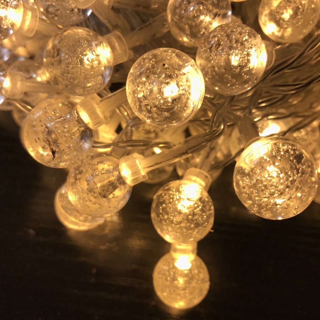 Dây đèn pha lê 5m 20 bóng đèn 1,6cm ánh sáng vàng trang trí nhà cửa DL01