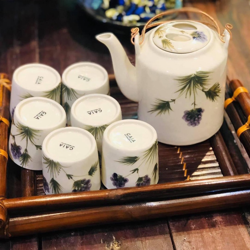 Ấm tích pha trà, Bộ ấm tích hàng vẽ tay thủ công dung tích 1.5L - Gốm Store