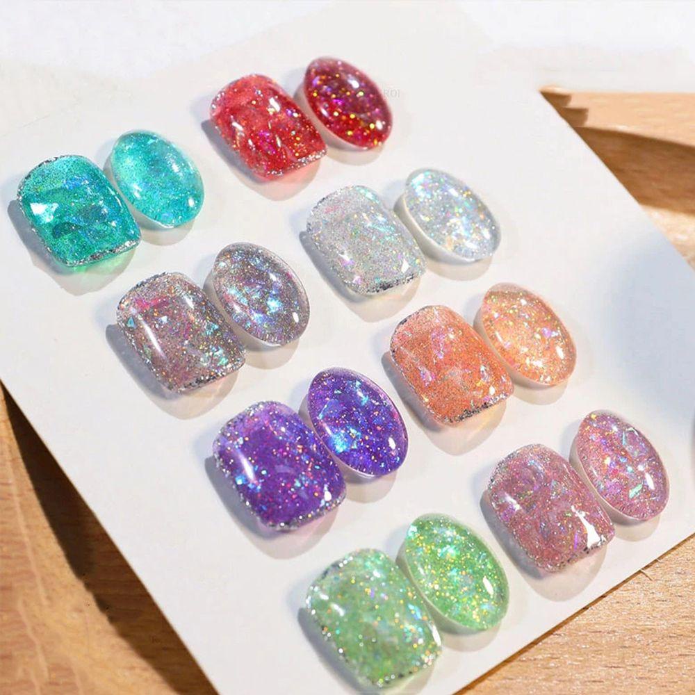 QQMALL Sơn Móng Tay Dạng Thạch Phối Kim Tuyến Lấp Lánh Thời Trang Cho Nữ