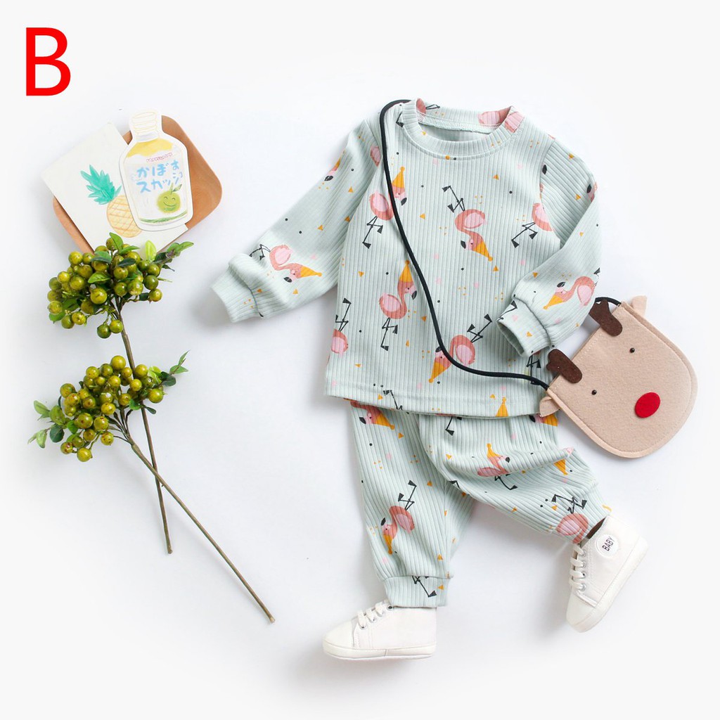 Bộ đồ 2 món Sanlutoz gồm áo + quần họa tiết hoạt hình bông hoa cho trẻ em