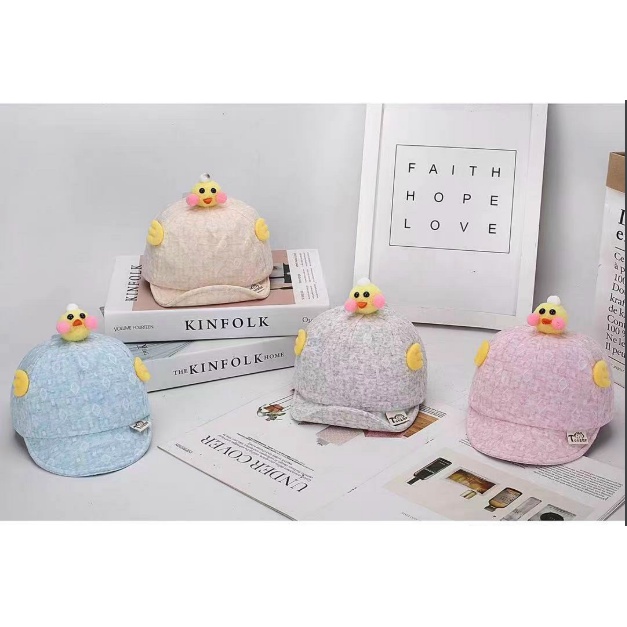 Mũ / nón lưỡi chai hình con gà vải cotton mềm cho bé từ 0-15 tháng tuổi