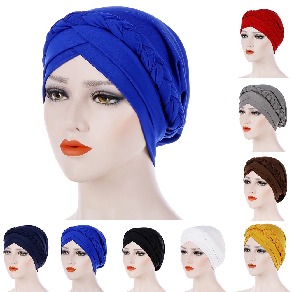 Mũ Turban Trùm Đầu Màu Trơn Thời Trang Cho Phụ Nữ Hồi Giáo