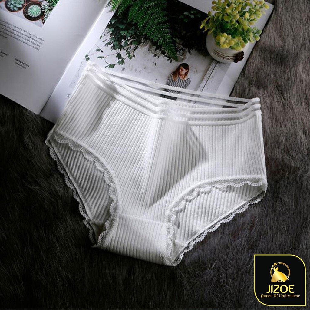 Quần lót nữ cotton dễ thương tăm tre phối viền ren cao cấp đẹp thời trang QLT15 | BigBuy360 - bigbuy360.vn
