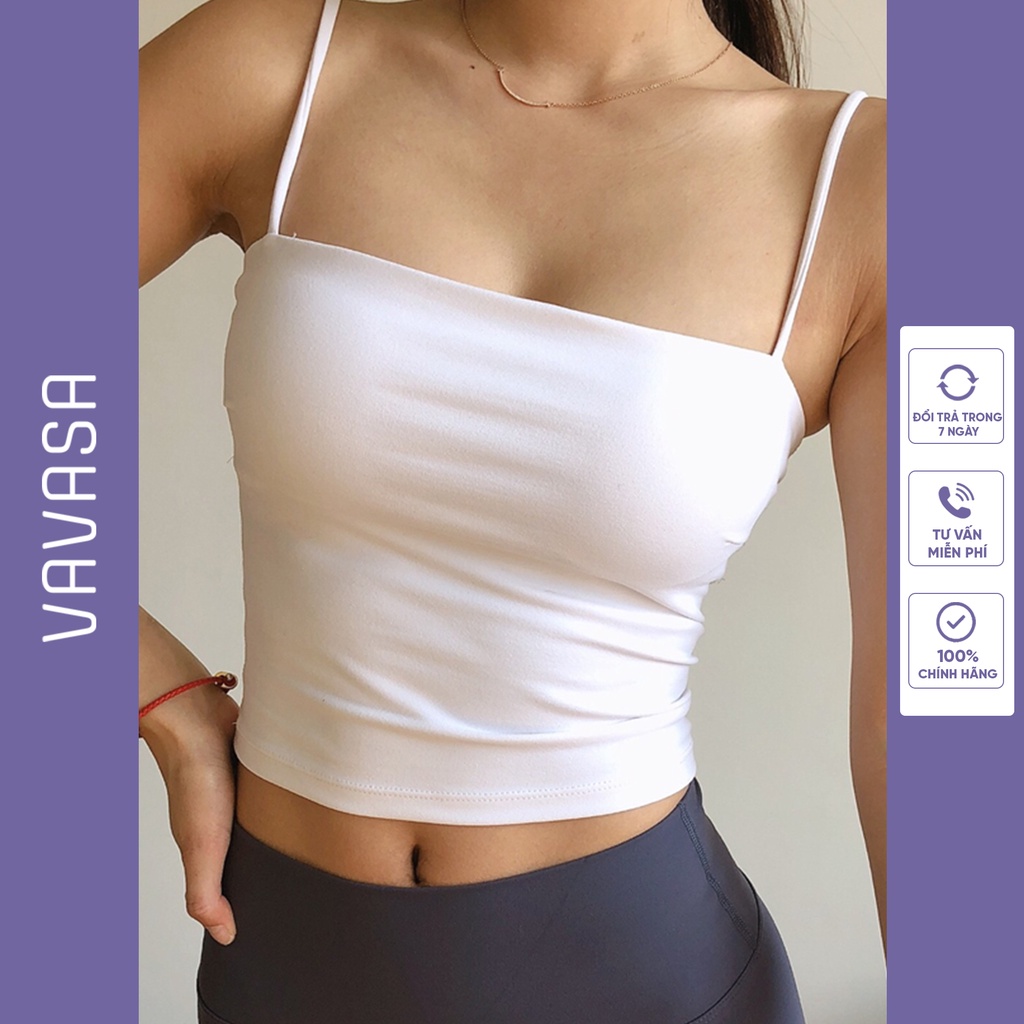 [Mã FAMARAL2 giảm 10K đơn 50K] Áo 2 dây ngang ngực Croptop cotton 1 lớp thun ống ôm body dây sợi bún VAVASA AD02 | BigBuy360 - bigbuy360.vn