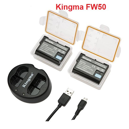 Bộ 1 pin 1 sạc Kingma cho Sony NP-FW50 + Hộp đựng Pin, Thẻ nhớ