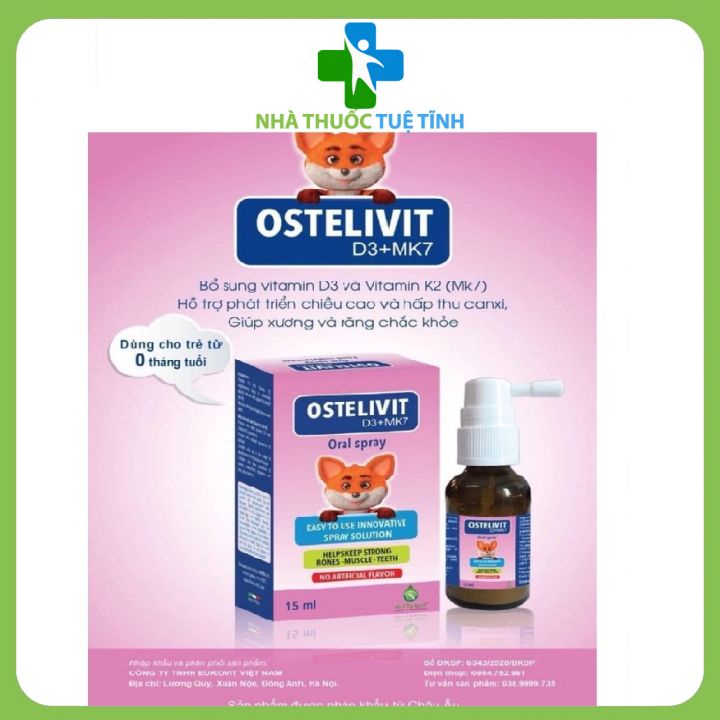 Vitamin D3 K2 Dạng Xịt Cho Bé OSTELIVIT Hỗ Trợ Tăng Chiều Cao, Kích Thích Mọc Răng-Nhà Thuốc Tuệ Tĩnh