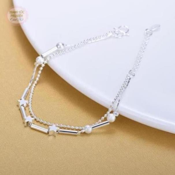 MBB Lắc chân mẫu mới LC14, 3 sao bi, xinh lung linh, S925 sale giá rẻ NNTB