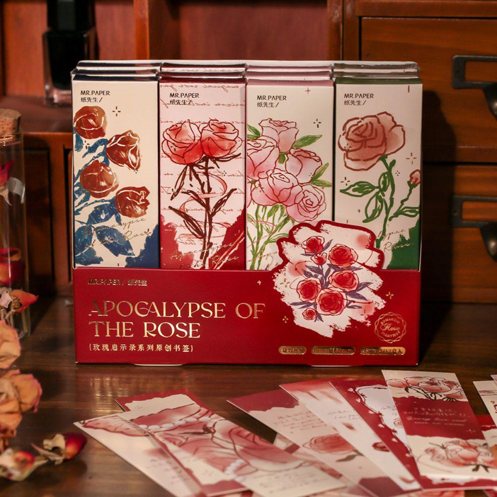 CHOOKEY Hộp 30 Thẻ Giấy Đánh Dấu Trang Sách Hình Hoa Hồng Sáng Tạo