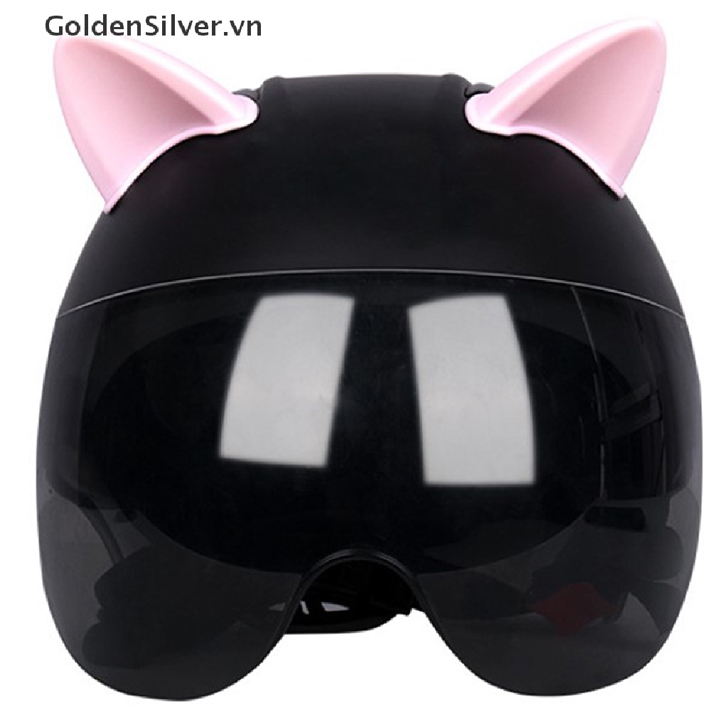 Set 2 Miếng Dán Trang Trí Mũ Bảo Hiểm Hình Tai Mèo Dễ Thương