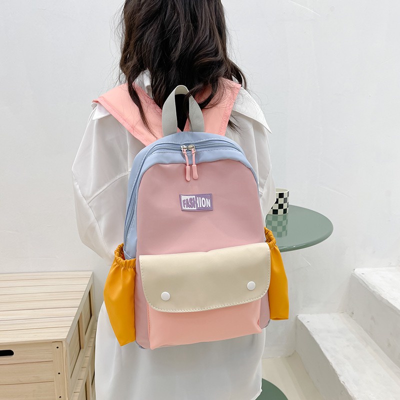 Balo đi học đi chơi dành cho bé trai, bé gái - cặp sách phối màu đặc sắc phong cách Hàn Quốc (TT3)