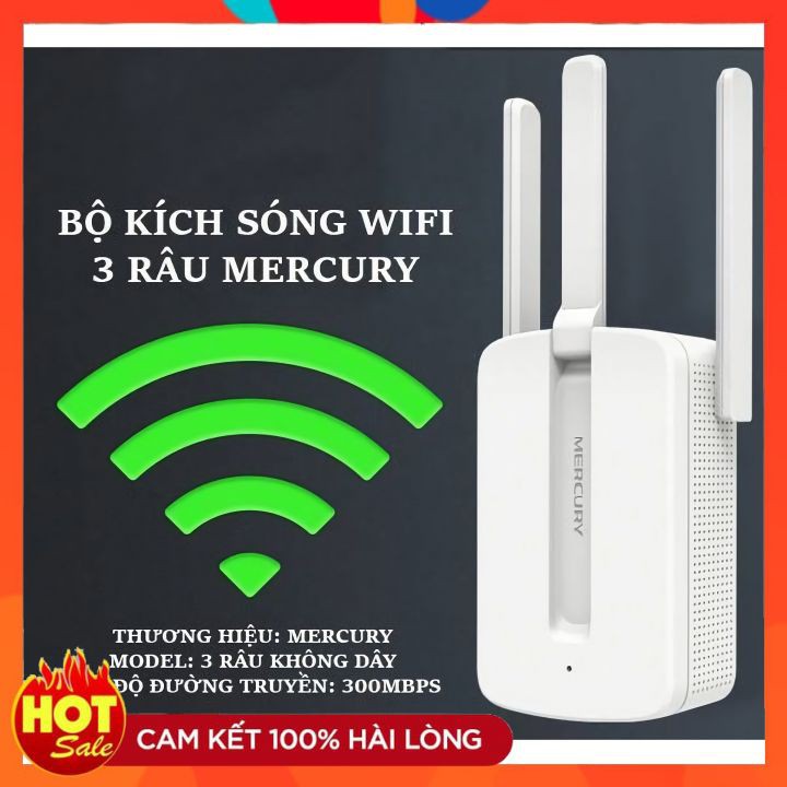 Bộ kích sóng wifi 3 râu Mercury⚡ [CHÍNH HÃNG] ⚡ Thiết bị kích sóng Wifi 3 râu Mercusys (wireless 300Mbps) cực mạnh