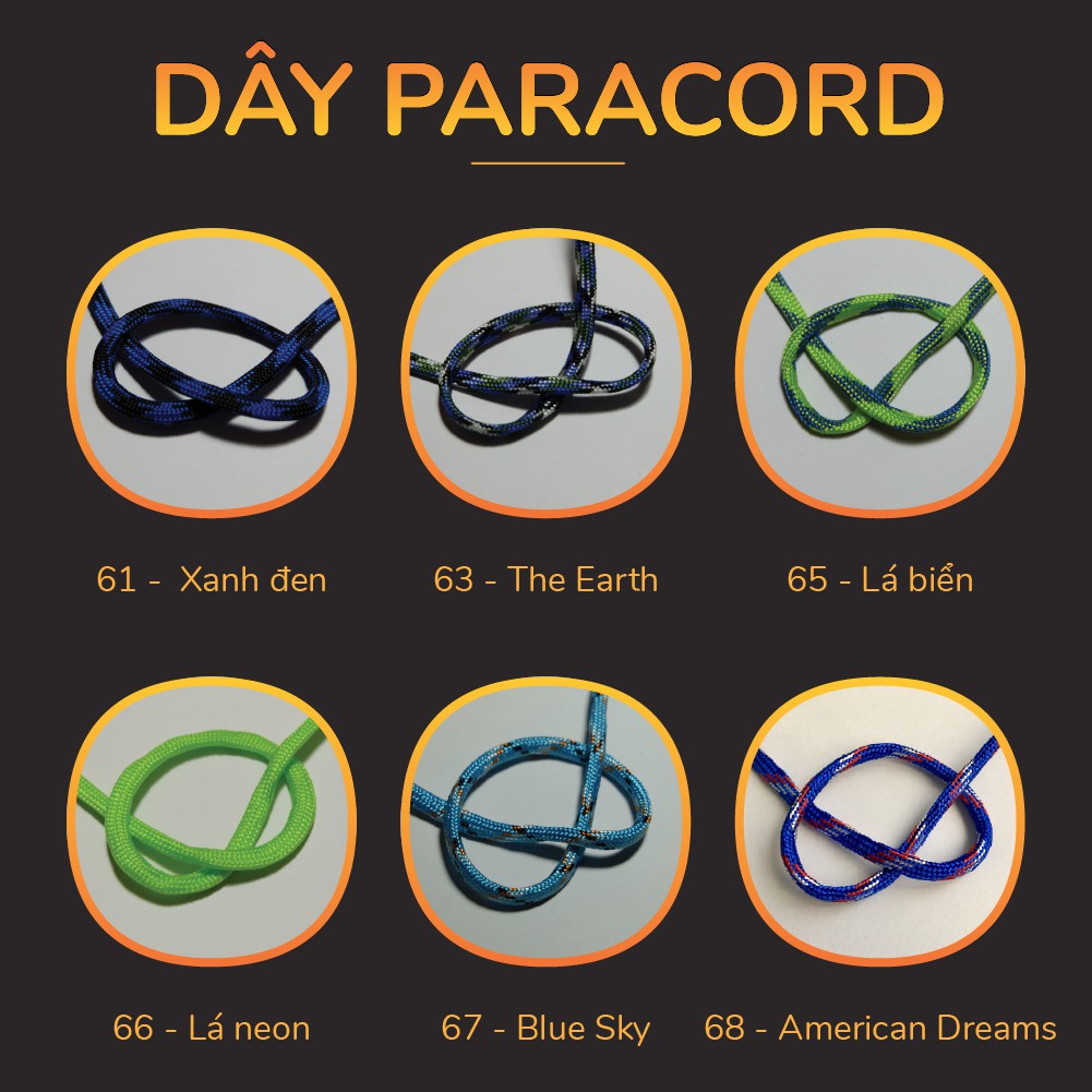 DÂY PARACORD (8K/mét) 61 - 68