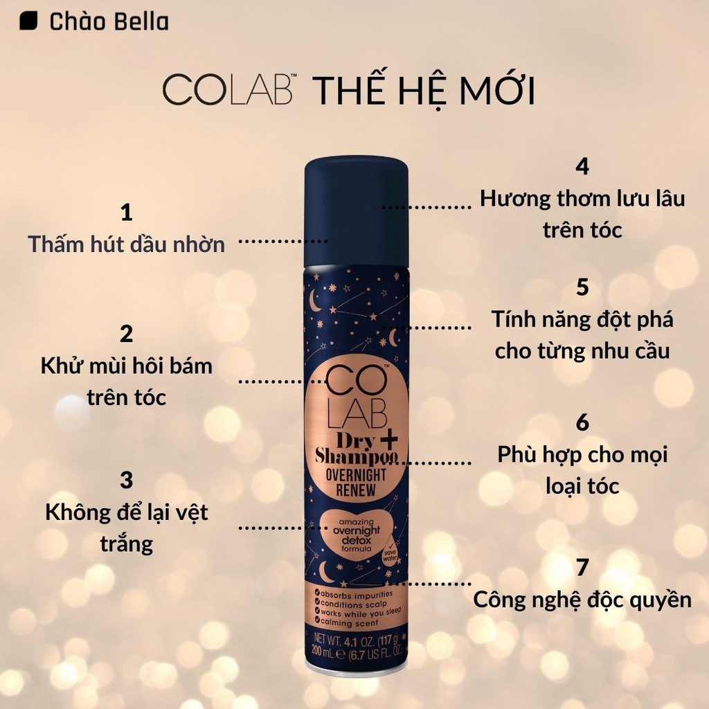 Dầu Gội Khô Colab Plus (200ml) | Detox Da Đầu, Bào Vệ Tóc Khỏi Tia UV, Tạo Phồng - Vào Nếp Chuẩn Salon