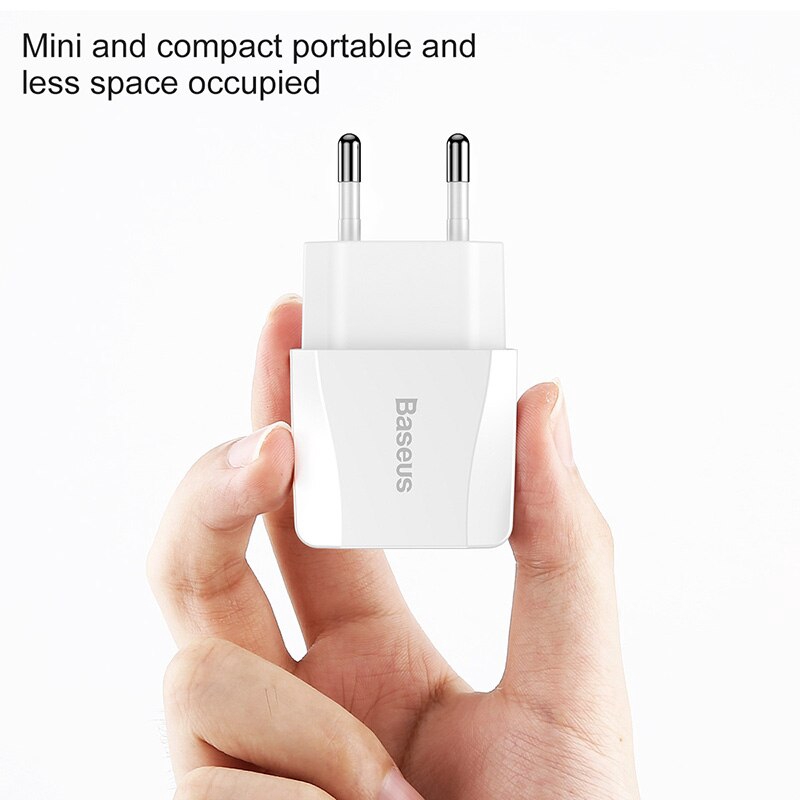 Củ Sạc Nhanh Baseus 2 Cổng USB Cho iPhone XS Max X 8 Samsung S10 S9 Xiaomi Mi