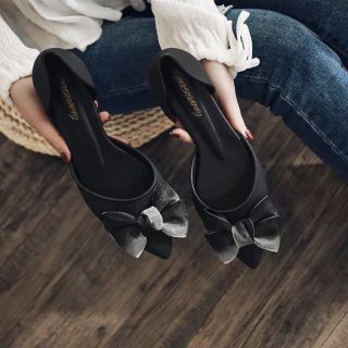 Giày nhựa cao su non đính nơ hàn quốc