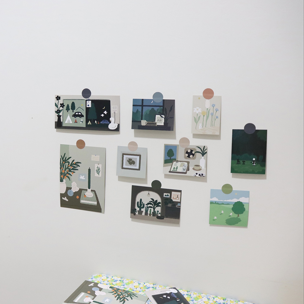 Set 9 Thẻ Hình Trang Trí Phong Cách Rừng Cây Độc Đáo