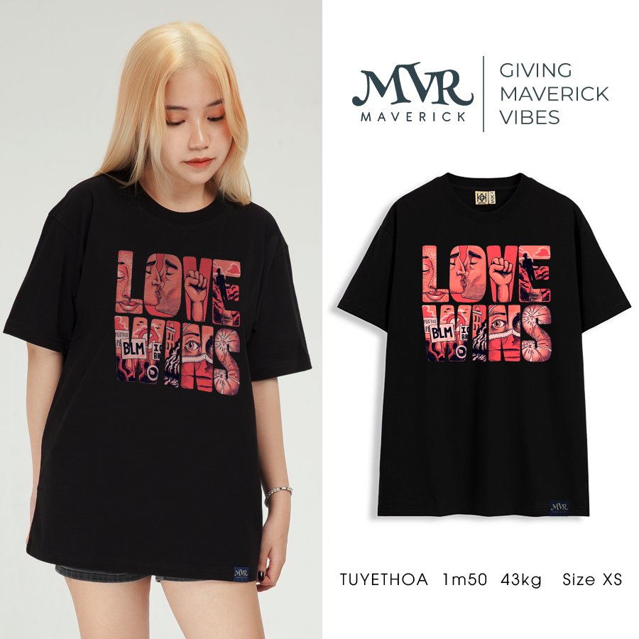 Áo thun trắng tay lỡ Cotton thoáng mát tình yêu chữ phong cách love MVR size rộng tee Mỹ KK4042