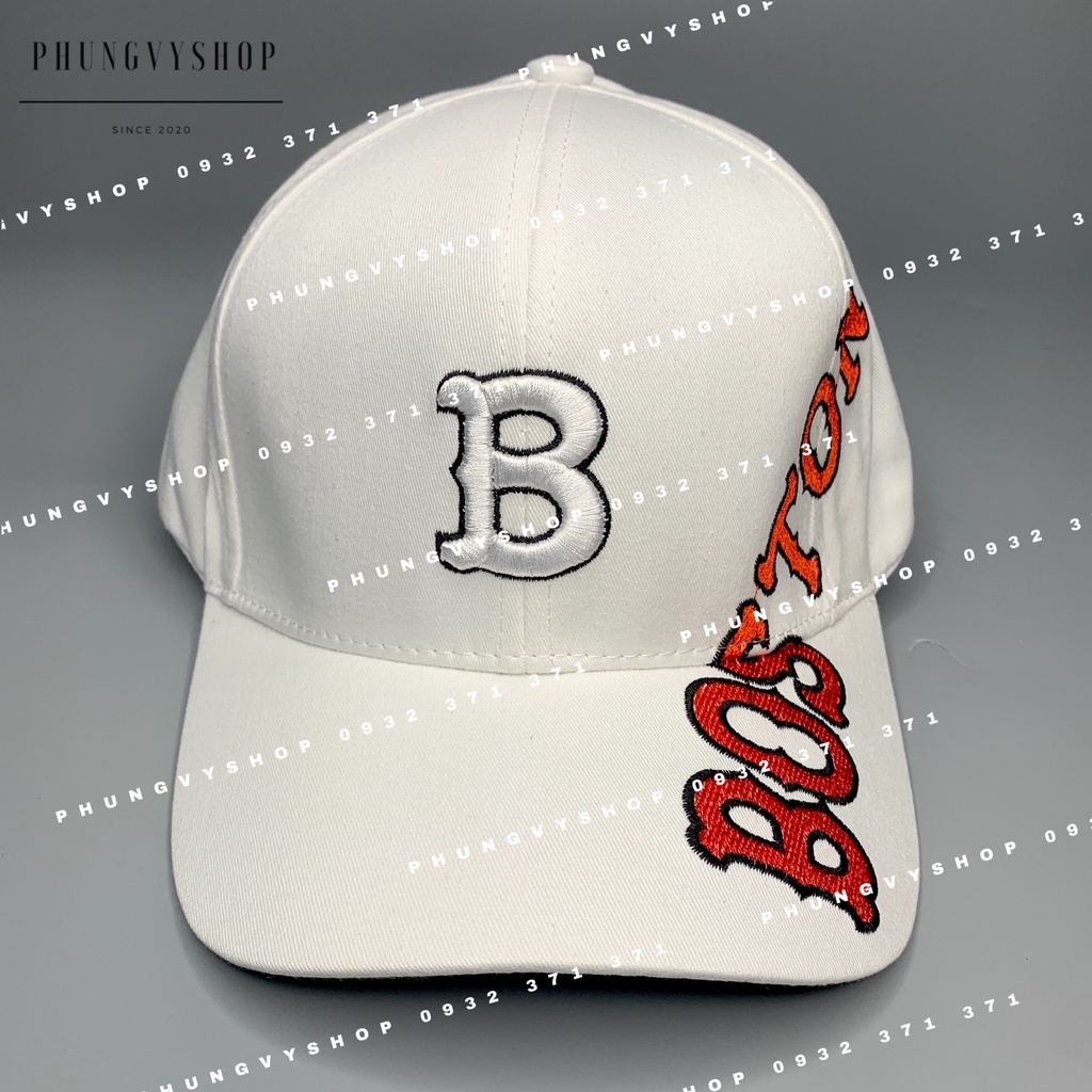 ( SALE )Mũ LƯỠI TRAI unisex NAM NỮ- THÊU BOS TON ĐỎ- nón kết