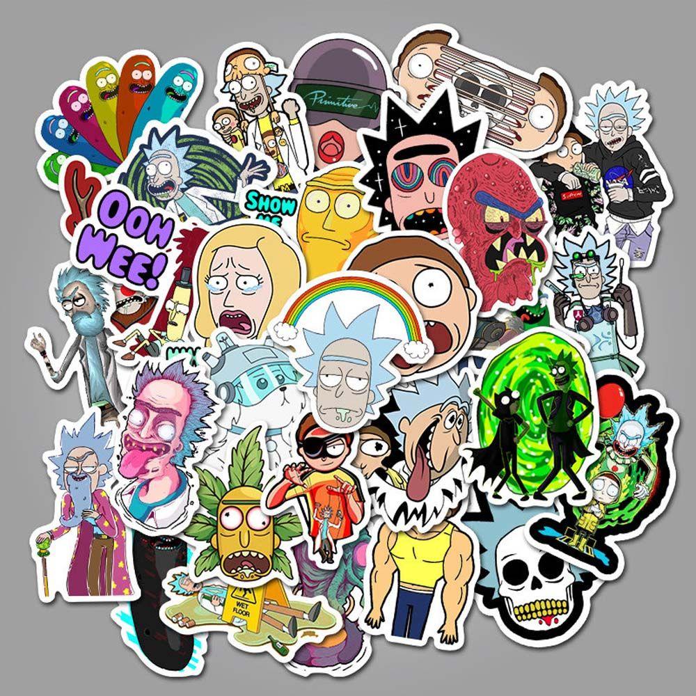 PEWANY Gói 50 Miếng Dán Hình Rick Và Morty Trang Trí Sổ Tay
