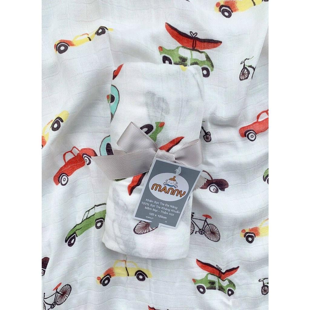 Khăn tắm sợi  tre - khăn đa năng Manny trơn  Sợi Tre 100% siêu mềm mịn cho bé