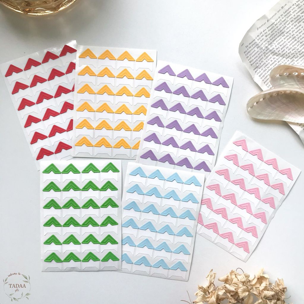 Sticker góc ảnh hoa vintage, basic và nhiều màu sắc trang trí sổ