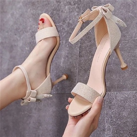 Sandal Cao Gót 2022 202 Hở Ngón Đính Đá Hình Nơ Bướm Mới Dành Cho Nữ 2 Tuổi