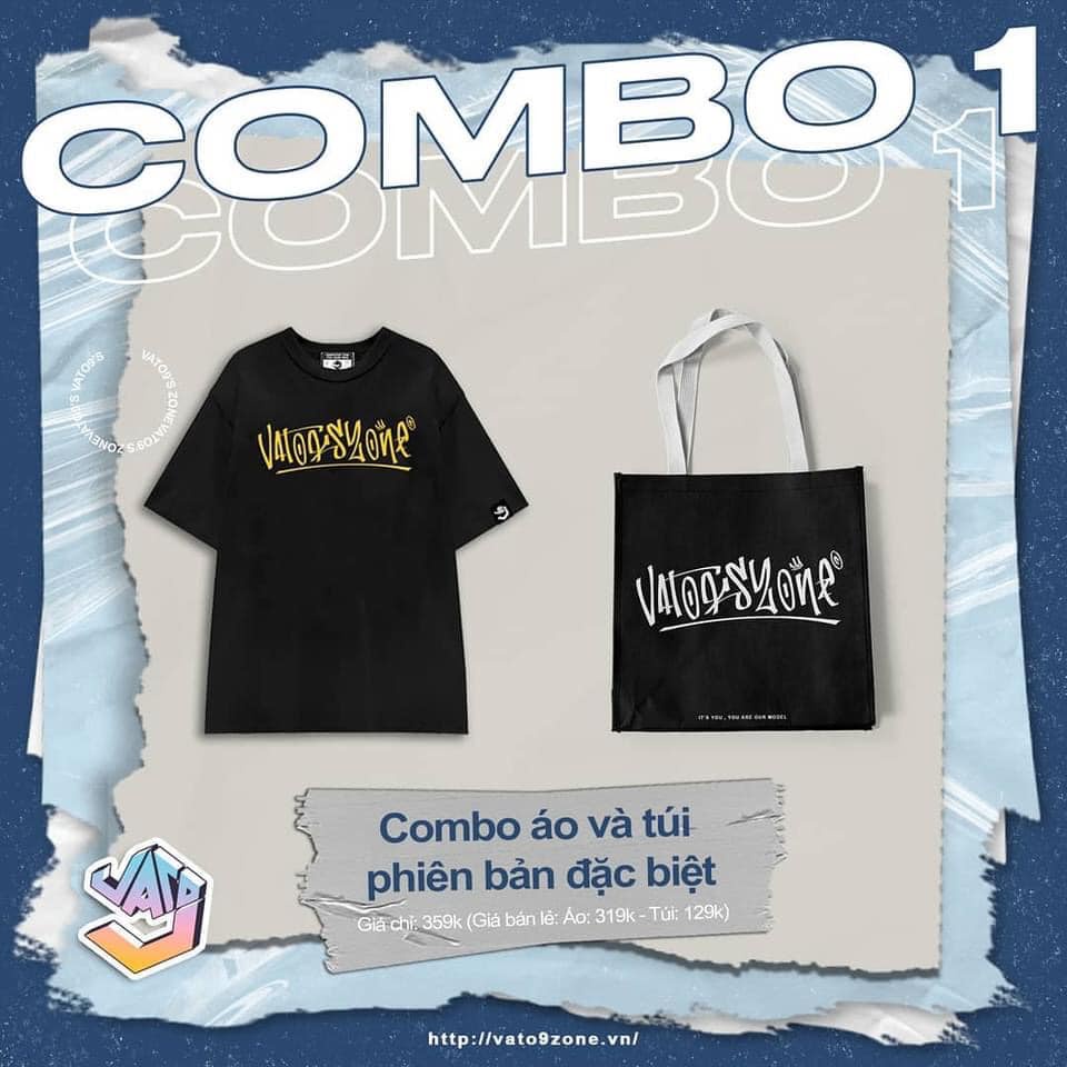 Áo thun nam nữ, áo phông Văn Toàn VATO9'S ZONE Combo Áo & Túi in hình vato9's zone