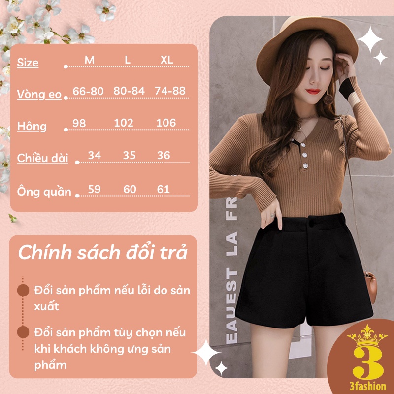 Quần Short Nữ Lưng Cao Ống Rộng Vải Nỉ Dày Dặn Style Hàn Quốc - QN05