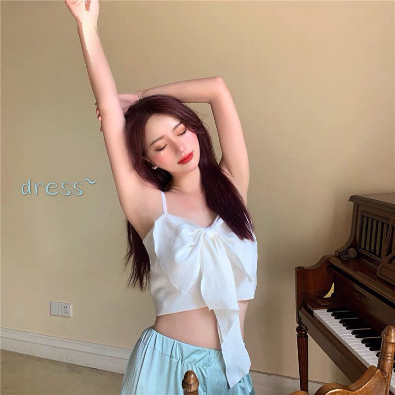 [Mã 44FASHIONSALE1 giảm 10K đơn 50K] Áo 2 dây phối nơ forgirl thời trang phong cách quyến rũ