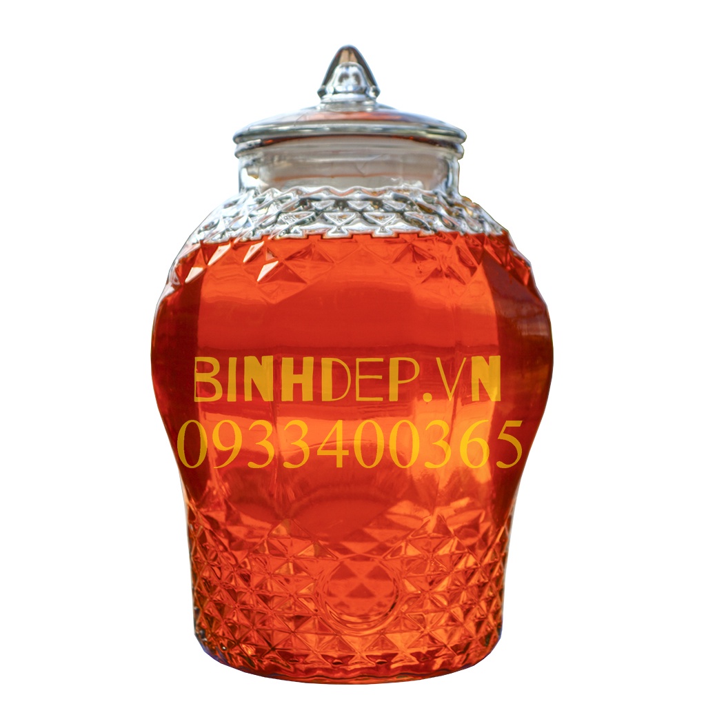 Bình thủy tinh ngâm rượu 6 lít không vòi họa tiết kim cương