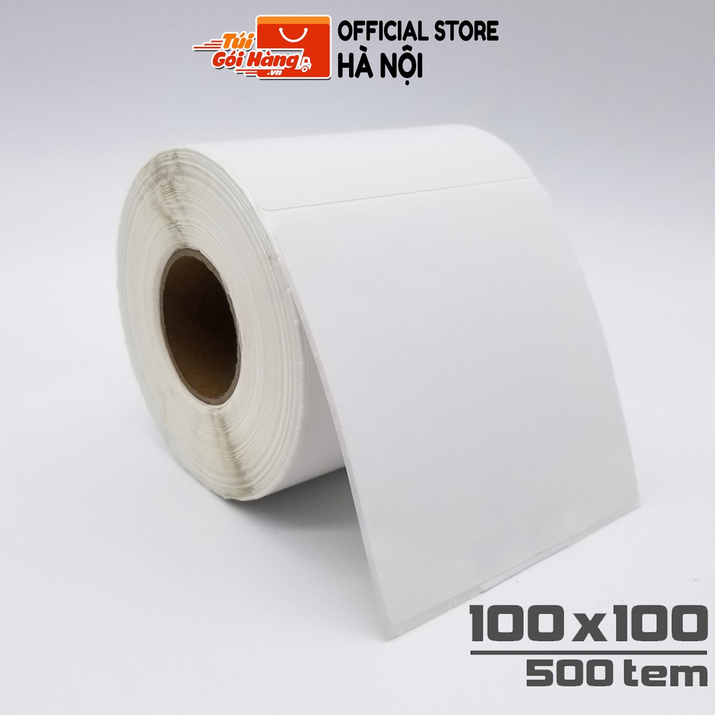 Giấy In Nhiệt TUIGOIHANG Khổ 100x100mm Dạng Cuộn 500 Tem Có Sẵn Lớp Dán