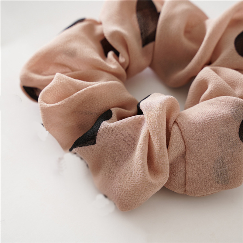 Dây buộc tóc chất liệu chiffon co dãn họa tiết hình trái tim