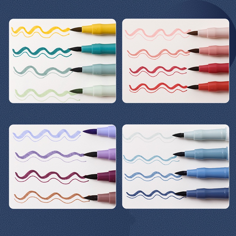 Set 4 Bút Lông Hai Đầu Kèm Cọ Viết Thư Pháp Màu Sắc Retro C7125