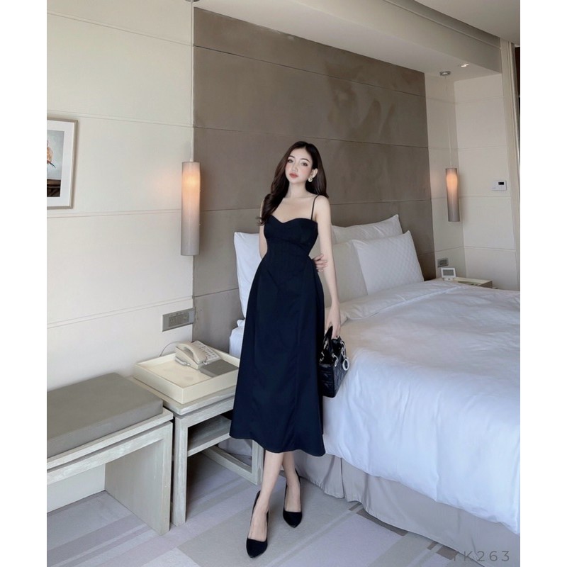 [HÀNG LOẠI 1] Đầm 2 Dây Cúp Ngực Đen Tôn Dáng Đi Tiệc Sang Trọng Màu Đen Form Dài | BigBuy360 - bigbuy360.vn