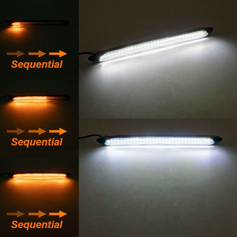2x Đèn LED chạy ban ngày đa năng Đèn LED chạy ban ngày màu trắng DRL Đèn báo rẽ Đèn sương mù Màu hổ phách 12V