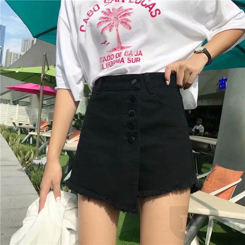 Chân Váy Chữ A Lưng Cao Dáng Rộng Chất Liệu Cotton Phong Cách Hàn Quốc Thời Trang Cho Nữ