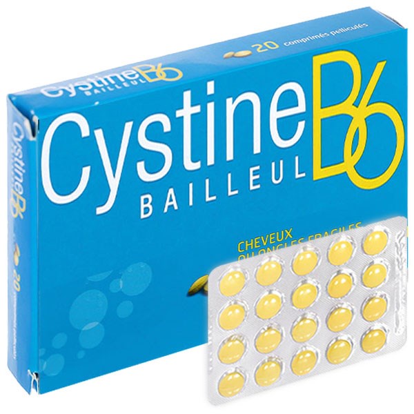 Cystine B6 ( L-Cystine) hỗ trợ rụng tóc và loạn dưỡng móng Hộp 1 vỉ /20 viên (Hàng Pháp Nhập khẩu chính hãng 100%)