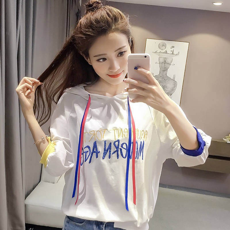 ♣♣ Áo Hoodie Thời Trang Mùa Thu Hàn Quốc 2019 ♣Áo Sweater Dáng Rộng In Chữ Cá Tính Trẻ Trung ♣Áo Thun Tay Ngắn In Hình Độc Đáo Phong Cách Harajuku