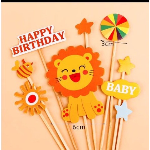 Phụ kiện trang trí bánh kem  set cắm hổ con baby