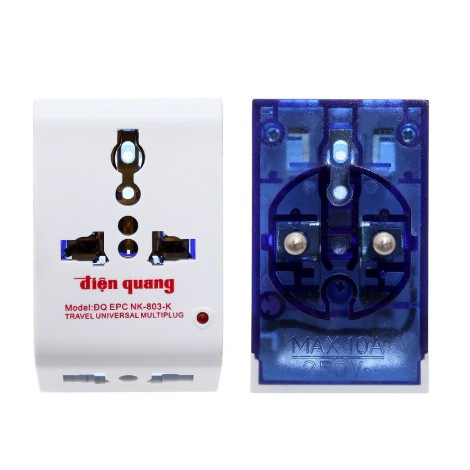 Phích cắm điện chia 3 ổ , chia 3 ngả, chuyển đa chiều cao cấp - hàng chính hãng Điện Quang bảo hành 1 năm
