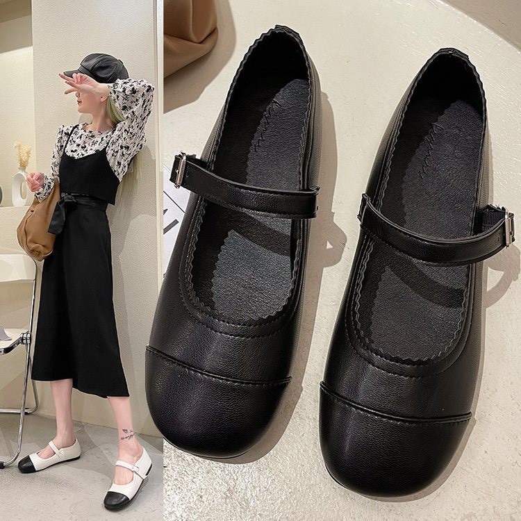 Giầy búp bê nữ pha màu quai ngang basic hàng QC