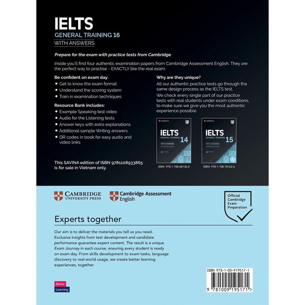 Sách Cambridge Ielts 16 General Training With Answers (SAVINA)
