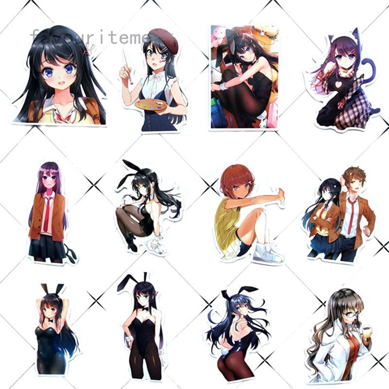 Set 50 Miếng Dán Trang Trí Xe Ô Tô Hình Nhân Vật Anime Seishun Buta You Wa Rabbit Girl