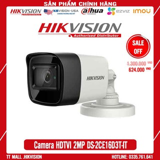 Camera HDTVI HIKVISION DS-2CE16D3T-ITP 2MP chống ngược sáng hàng chính hãng bảo hành 2 năm