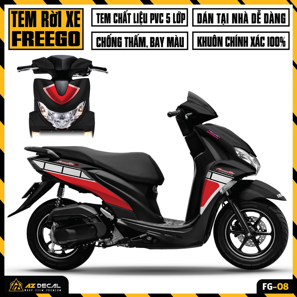 Tem Xe FreeGo 125 / S Đẹp Mẫu Kỷ Niệm 60 Năm Yamaha | FG-08 | Decal Rời Dễ Dán, Chống Nước, Chống Phai Màu