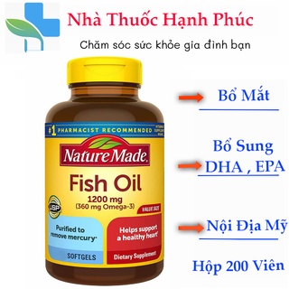 Viên uống Dầu Cá Nature Made Fish Oil 1200mg 360mg Omega 3 300 viên