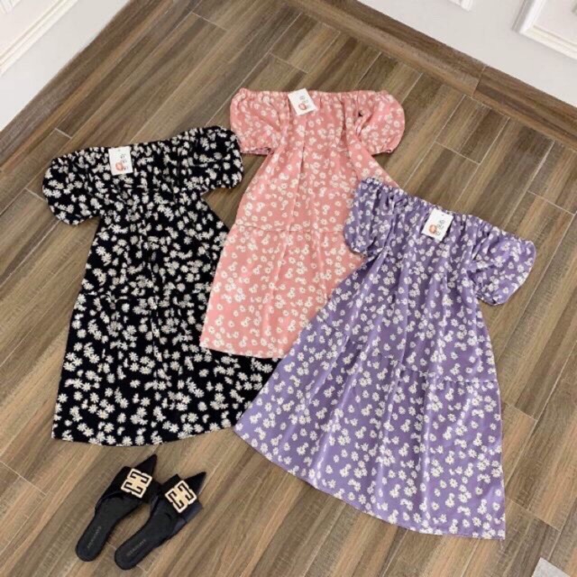 váy trễ vai hoa cúc nhí 3 màu lạ mắt kiểu hàn | BigBuy360 - bigbuy360.vn