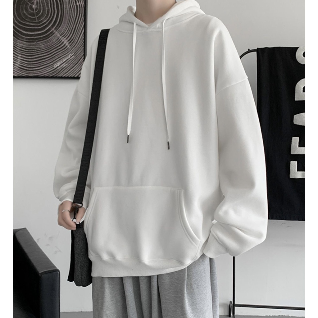 Áo Hoodie Đen Trắng Trơn Nỉ Nam Nữ Unisex  Đen Trắng Form Rộng Oversize Hàn Quốc Basic Streetwear.