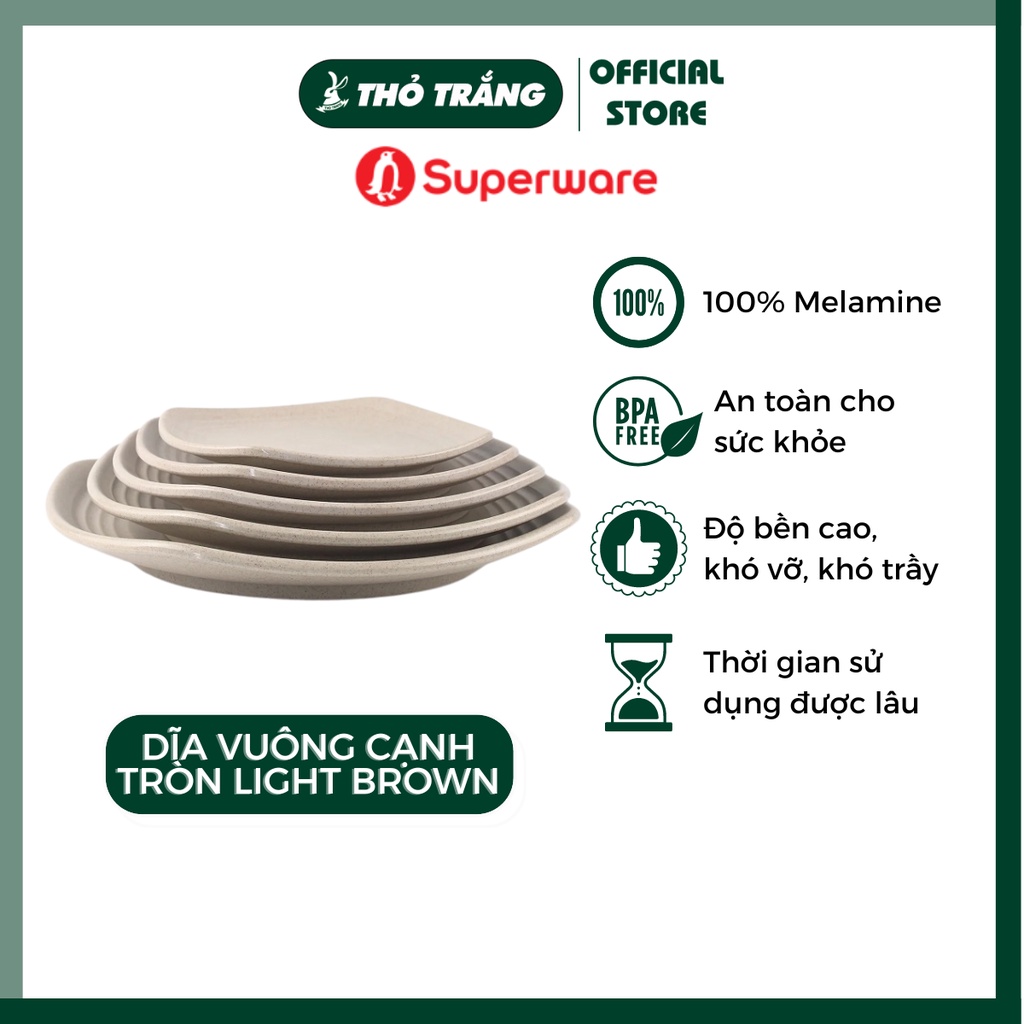Dĩa nhựa nhám vuông cao cấp Srithai Superware Thái Lan đa dạng mẫu mã, màu sắc