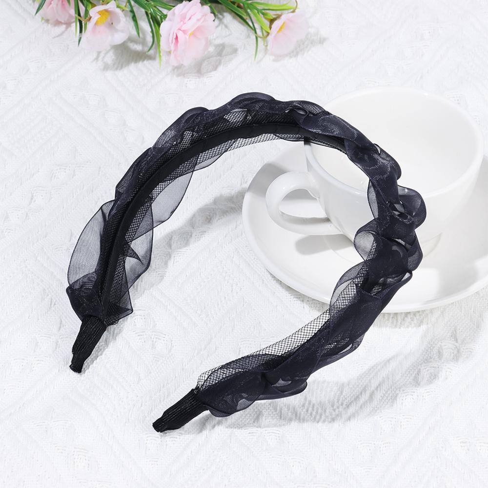 Dây Cột Tóc Bản Rộng Phối Ren Phong Cách Vintage